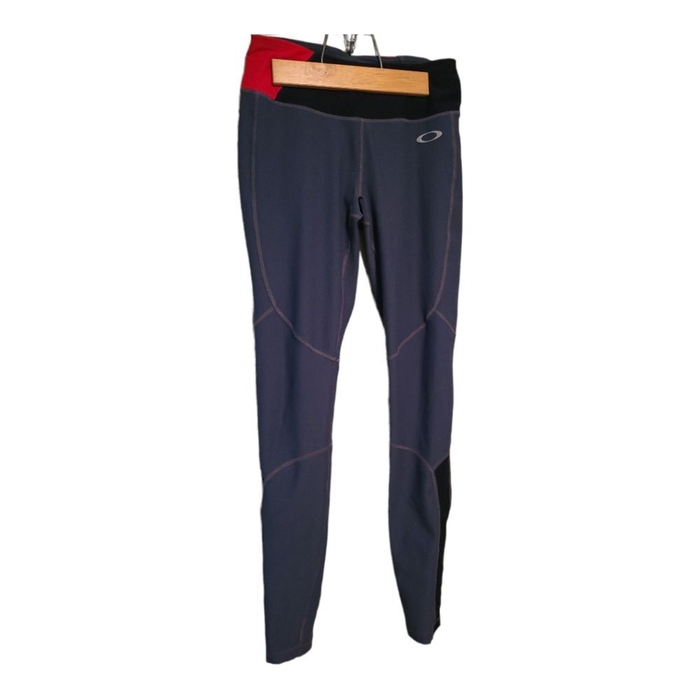 Oakley Womens Black Blue Logo Leggings Small - Picture 2 of 8